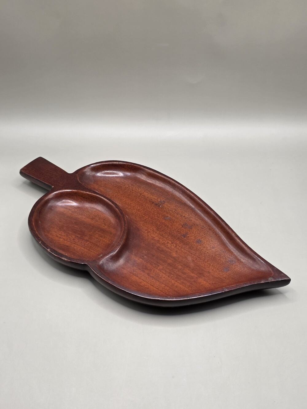 Vintage Fritz Mevs Haiti Solid Mahogany Leaf Divided Serving Tray Mid Century...